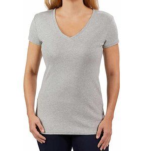 NWT Kirkland Signature Ladies Cotton V-Neck Tee Shirt Gray Size S $35 2B167